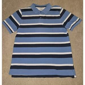 LL BEAN Men's Striped Polo Rugby Shirt Size Large Short Sleeve